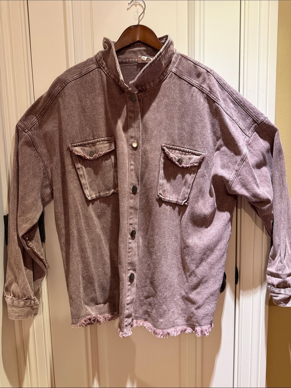 Heyson Mineral Washed Mauve Oversized Button-Up Jean Jacket-Size 3XL-NWOT